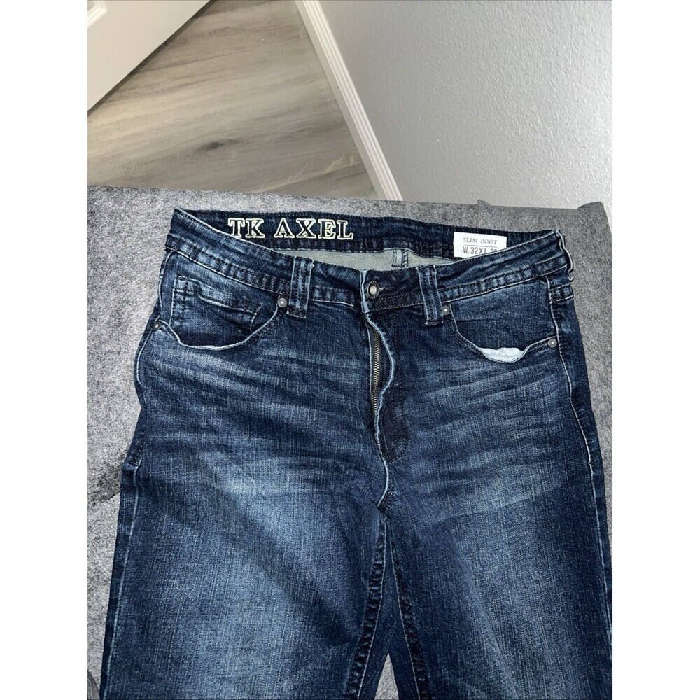 TK Axel Jeans Mens 32x32 Blue Bootcut Faded Stretch Eaton Denim Pants Washed Out